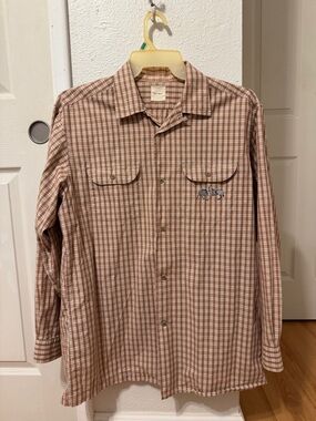 Men's Casual Brown Plaid Button-Down Shirt